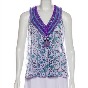Poupette St. Barths cotton tank w shell tassels